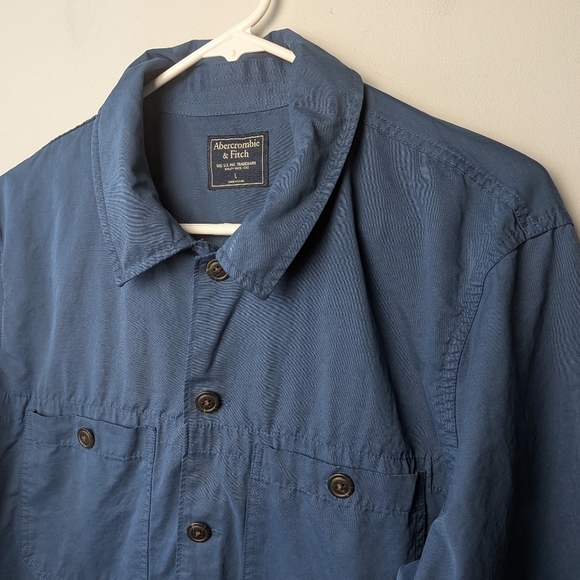 ABERCROMBIE & FITCH Men Casual Button Down Shirt Long Sleeve Size L Navy Blue - Picture 2 of 10